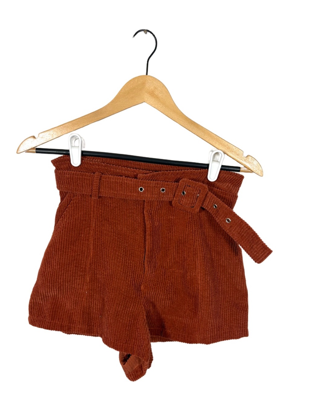 Altar’d State Sara Cord Shorts Womens S Rust High Rise Belted Corduroy